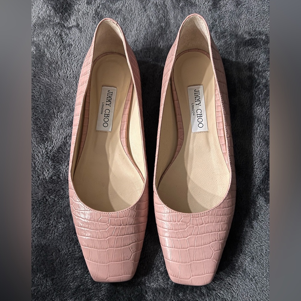 Jimmy Choo Blush Croc-Patterned Flats